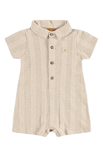 Macaquinho Social para Bebê Menino em Malha Tricot Offhite com Botões Up Baby