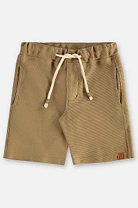 Bermuda Infantil Masculina em Malha Sarjada Marrom Up Baby