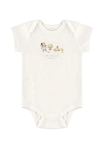 Body para Bebê Menino em Suedine Offwhite Estampado com Bichinhos na Lagoa Up Baby