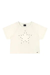 Blusa Juvenil Feminina Offwhite com Estrela Elian Beats