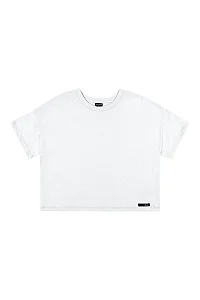 Camiseta Juvenil Feminina Básica Branca Oversized Elian Beats