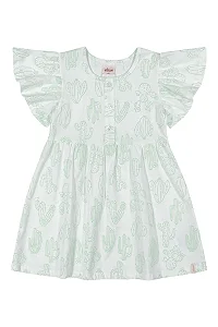 Vestido Infantil Manga Curta Verde Água Cactos Elian