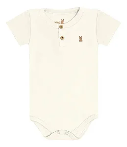Body Manga Curta Offwhite com Botões Kiko Baby
