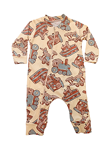 Macacão Manga Longa para Bebê Menino Estampa Brinquedos de Madeira Elian