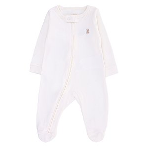 Macacão Longo com Zíper Marfim para Bebê Kiko Baby