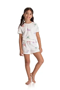 Pijama Infantil Feminino Estampa Borboletas Brilha no Escuro TMX