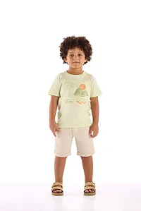 Camiseta Infantil Masculina Manga Curta Flamê Verde Claro com Estampa Up Baby