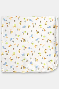 Manta para Bebê em Suedine Branca Estampada Up Baby