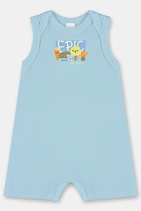 Macaquinho sem Manga para Bebê Menino em Suedine Azul Claro Up Baby