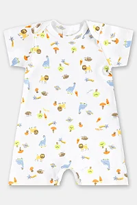 Macaquinho Manga Curta para Bebê Menino em Suedine Branca com Estampa Up Baby