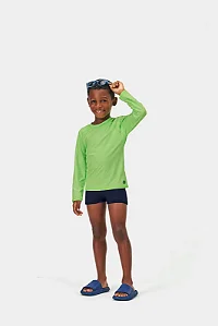 Camiseta Manga Longa Proteção UV Infantil Verde Neon Kiko e Kika