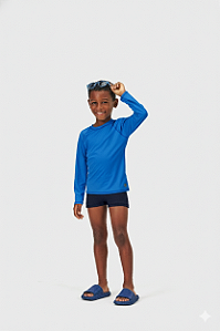 Camiseta Manga Longa Proteção UV Infantil Azul Kiko e Kika