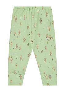 Calça para Bebê Menino em Suedine Estampa Coelhinhos Verde Up Baby