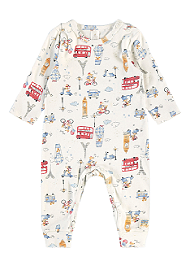 Macacão Longo para Bebê Branco com Estampa Inglaterra Up Baby