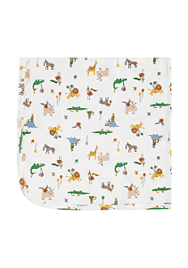Manta para Bebê em Suedine Offwhite com Estampa de Bichinhos do Circo Up Baby
