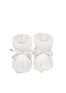 Sapatinho de Tricô para Bebê Branco