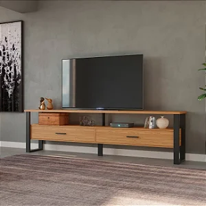 Rack para TV Até 75 Polegadas 2 Gavetas 220cm Industrial