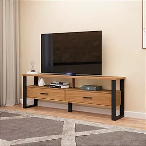 Rack para TV Até 60 Polegadas 2 Gavetas 180cm Industrial Freijó/Preto