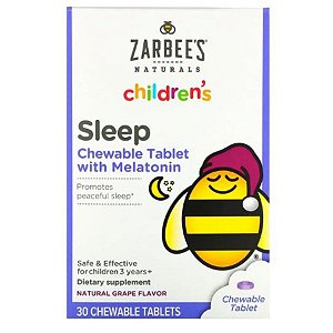 Zarbees Naturals Sleep Children's com Melatonina 30 Tablets Sabor Uva - Zarbees Naturals