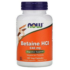 BETAINA HCI 648MG (120 CAPS) NOW FOODS