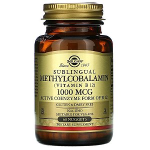 VITAMINA B12 1000MCG (60 TABS) METILCOBALAMINA - SUBLINGUAL - SOLGAR