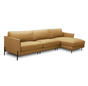 Sofá Marrakech Leather Com Chaise 3,00m | Couro Natural Legítimo, Design Sofisticado e Conforto Premium para Ambientes Modernos