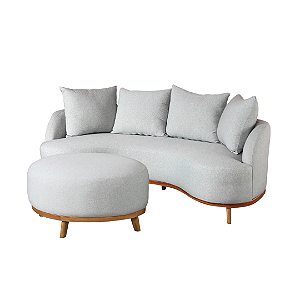Sofá Blink C/ Puff Design Orgânico 1,92m | Conforto Premium e Pés em Madeira Maciça - Lakhazza Móveis