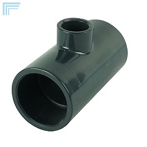 TEE DE REDUÇÃO SOLDÁVEL UPVC CINZA 50-40MM 1-1/2"-1-1/4"