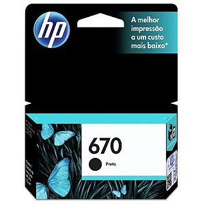 CARTUCHO ORIGINAL HP 670 PRETO CZ113AB 7,5 ML