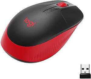 MOUSE SEM FIO LOGITECH M190 VERMELHO/PRETO