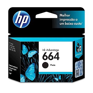 CARTUCHO ORIGINAL HP 664 PRETO 2,0ML F6V29AB