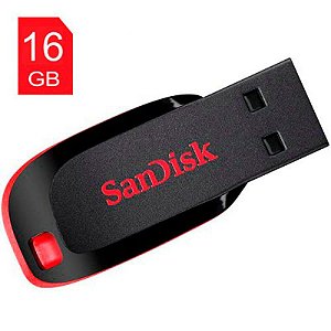 PEN DRIVE 16GB SANDISK CRUZER BLADE SDCZ50 PRETO/VERMELHO