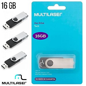 PEN DRIVE 16GB USB 2.0 TWIST MULTILASER PD588