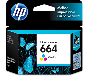 Cartucho de Tinta HP 664 Colorido Original (F6V28AB) Para Ink Advantage 1015, 4645, 2645, 1515, 2515, 3515, 3545, 2545, HP - CX 1 UN