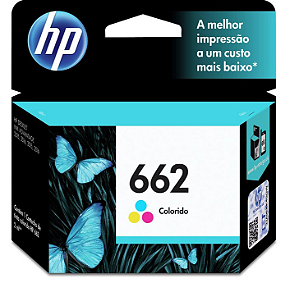 Cartucho de Tinta HP 662 Colorido Original (CZ104AB) Para HP Deskjet Ink Advantage 1015, 4645, 2645, 1515, 2515, 3515, 3545, 2545, HP - CX 1 UN