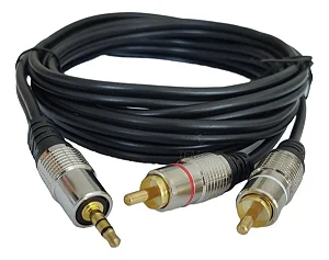 Cabo P2 Rca 2m Estéreo Auxiliar Blindado Premium