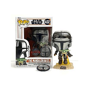Funko Pop Star Wars 402 Mandalorian w/ Grogu com Pin