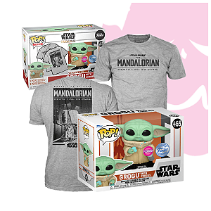 Funko Pop The Mandalorian 465 Grogu Flocked + Camiseta GG