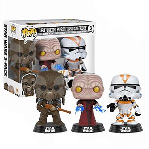 Funko Pop Star Wars 3-Pack Tarfful, Emperor e Clone Trooper