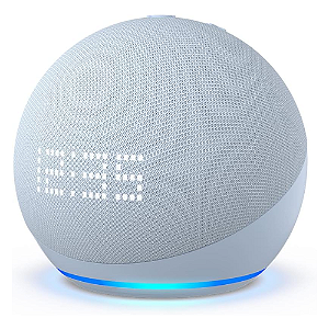 Echo Dot 5ª Gen Smart Speaker com Relógio e Alexa - Azul