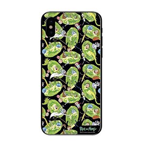 Capa Case Preta Celular Iphone X e Xs Portais Rick And Morty