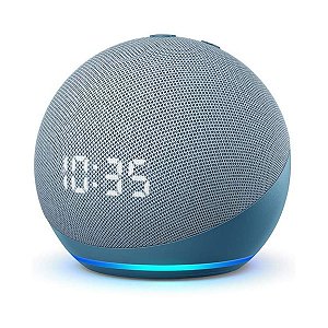 Echo Dot 4ª Gen Smart Speaker com Relógio e Alexa - Azul