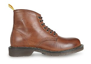 Bota Masculina Cano Médio Couro Liso Pinhão Barcelona Design | Thor Bull