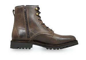 Bota Masculina Cano Médio Couro Marrom com Zíper Barcelona Design