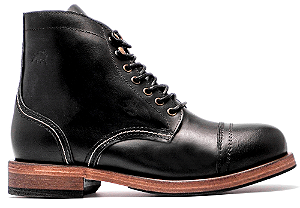 Bota Masculina Cano Médio Couro Preto Barcelona Design | Strong Bull