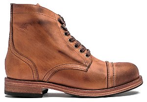 Bota Masculina Cano Médio Couro Caramelo Estonado Barcelona Design | Strong Bull