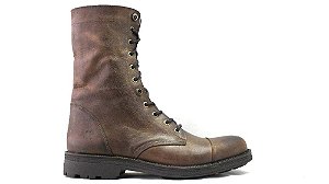 Bota Masculina Cano Longo Reversível Couro Castor Escuro Barcelona Design Combat Bull