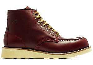 Bota Masculina Moc Toe Cano Médio Couro Vinho Barcelona Design | American Bull