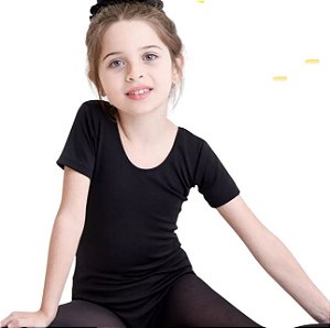 Collant Ballet/ Meia Manga - Rosa/Preto