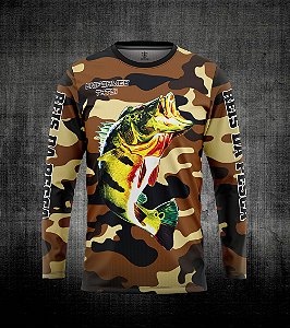 Camiseta manga longa com estampa de pesca